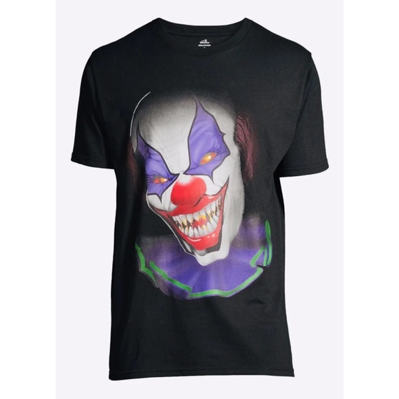 MEN’S SCARY CLOWN T-SHIRT SIZE M EVIL FREAKY IT “CREEPY THE CLOWN” HALLOWEEN NWT - Picture 2 of 6